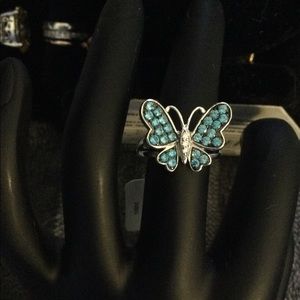 🔥🔥🔥💍Neon Apatite and White Diamond Butterfly Ring 💍🔥🔥🔥🔥🔥🔥